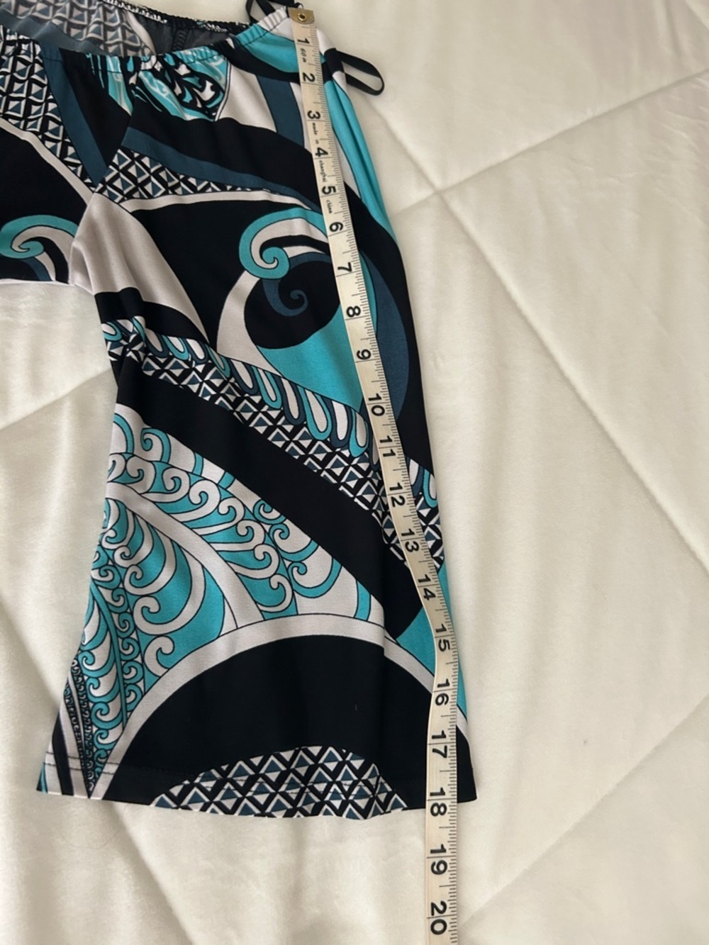 AB Studio Turquoise Black White Printed Top - Picture 5 of 12